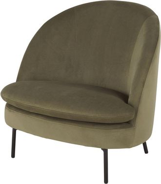 Maisons du monde Sill&oacute;n de terciopelo verde caqui