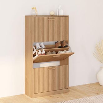 IDMarket Idmarket - Mueble Zapatero Juliette 3 Puertas Efecto Lamas