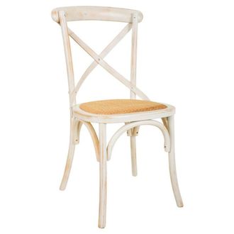 Wanderlust Deco Silla de madera y asiento de ratan 44x42x46/88h cm