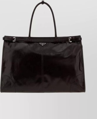 Prada large shopping tote featuring metal hardware
