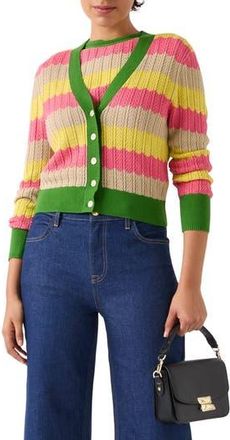 L.k. Bennett Cinzia Zigzag Pointelle Cardigan in Green at Nordstrom Rack, Size X-Large