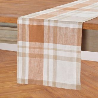 Solino Home Linen Table Runner for Dining Table, Holiday and Everyday Table Decor - Fall Harvest Plaid at Nordstrom, Size Xx-Small