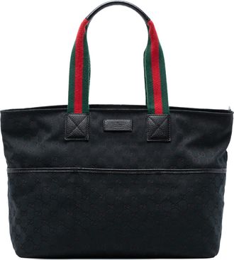Gucci Pre-owned Womens Gg Canvas Web Tote - Black Textile - One Size
