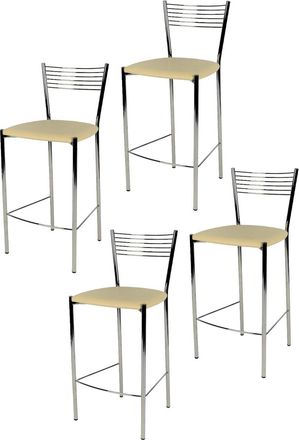 Tommychairs Tommychairs 4 Taburetes Elegance Acero Cromado Asiento Polipiel Marfil