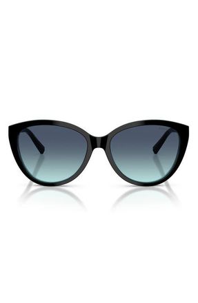 Tiffany & Co. 56mm Cat Eye Sunglasses in Black On Tiffany Blue /Azure at Nordstrom