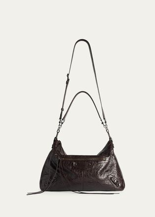 Balenciaga Mens Le City Moto Medium Leather Crossbody/Shoulder Bag