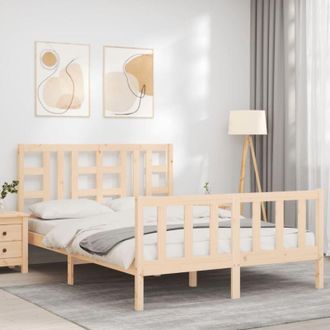 vidaXL Estructura De Cama De Matrimonio Con Cabecero Madera Maciza Vidaxl