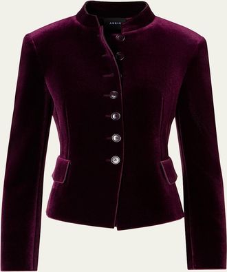 Akris Deva Velvet Single-Breasted Fitted Jacket