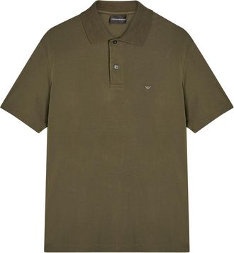 Emporio Armani Logo-embroidered Jersey Polo Shirt - Brown - XL