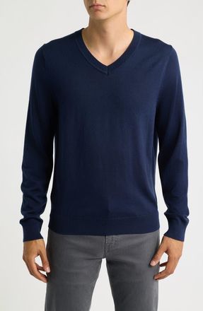 Nordstrom Merino Wool V-Neck Sweater in Navy Iris at Nordstrom, Size Xx-Large