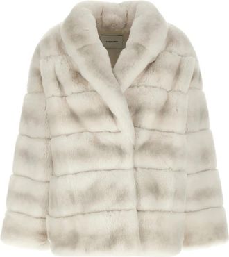 Yves Salomon Rex Rabbit Band Jas - Dames - Jassen - Wit - XS - Leer - Jassen