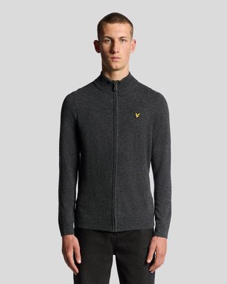 Lyle & Scott Mens Lambswool Blend Zip Cardigan - Grey - Size X-Small