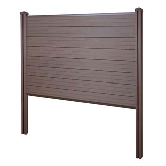 Hhg [nunca Usado] Wpc Pantalla De Privacidad Sarthe, Valla Cortavientos, Wpc Poste Para Fijar En Hormig&oacute;n, Elemento De Base, 195cm Marr&oacute;n