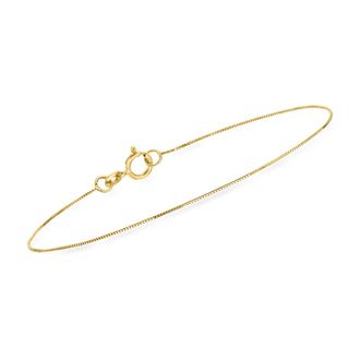 RS Pure by Ross-Simons Italian 0.5mm 10kt Yellow Gold Box-Chain Bracelet