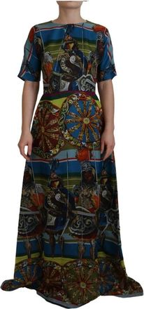 Dolce & Gabbana Sicily Silk A-line Lange Avondjurk - Dames - Avondkleed - Veelkleurig - S - Kleedjes