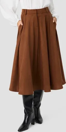 French Connection Sonja Faux Suede Flare Midi Skirt in Cognac Clay at Nordstrom, Size 12