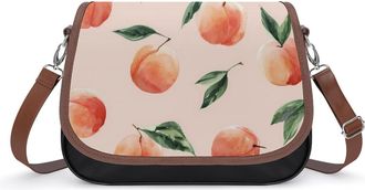 Generic Peach Fruit Crossbody Bag Womens Handbag PU Message Bags Shoulder Purse with Adjustable Strap