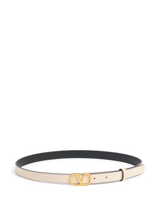 Valentino Garavani 20mm VLogo Signature leather belt - Neutrals