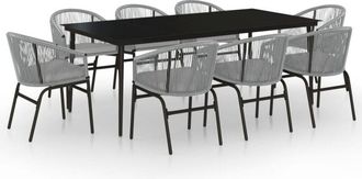 vidaXL Juego De Comedor De Jard&iacute;n 9 Piezas Rat&aacute;n Sint&eacute;tico Gris Vidaxl