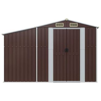 Berkfield Home Garden Shed Brown 277x93x179 cm Galvanised Steel | Size: 277 x 93 x 179 cm