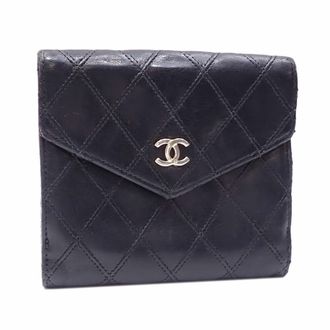 Chanel Matelasse Black Leather Wallet (Bi-Fold) (Pre-Owned)