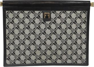 Ferragamo Grey Canvas Clutch Bag (Pre-Owned)