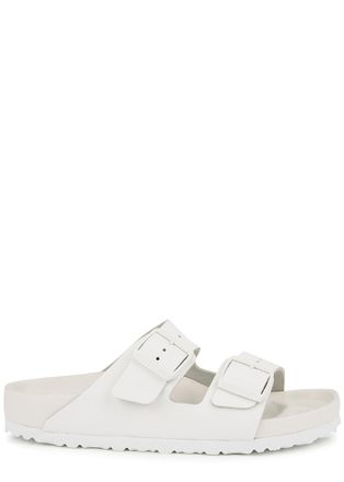 Birkenstock Arizona White Leather Sliders - 5