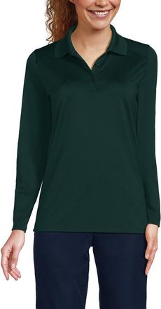 Lands End School Uniform Long Sleeve Feminine Fit Rapid Dry Polo Shirt in Evergreen at Nordstrom, Size Xx-Small