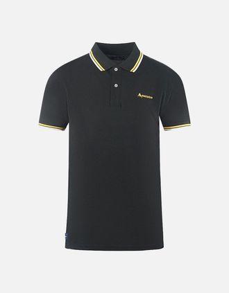 Aquascutum Mens Aquascutum Twin Tipped Collar Brand Logo Black Polo Shirt - Size: 40
