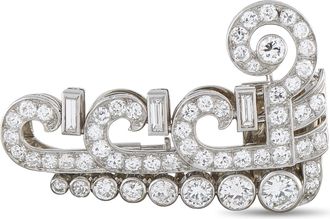Luxury Bazaar Antique Platinum 1.50ct Diamond Art Deco Scroll Brooch MF10-081926