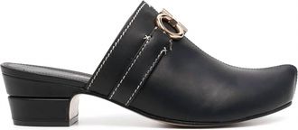 Ferragamo Womens Gancini Leather Mules In Black