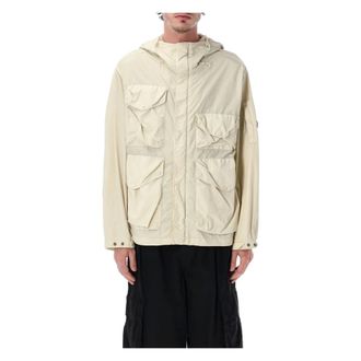 C.P. Company Light Jackets, male, Beige, Size: XL Flatt Nylon Goggle Jacket