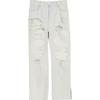 Good American The Khlo Distressed Straight Leg Jeans in Indigo1016 at Nordstrom Rack, Size 15