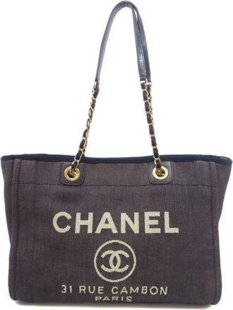 Chanel Navy Denim Tote Bag (Pre-Owned)