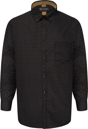 KAM Shirt Dobby Print Long Sleeve Button Down Collar Casual Mens Plus Size 6297LS (UK, Alpha, 4XL, Plus, Regular, Black/Gold)