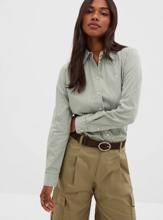 Lauren Ralph Lauren Womens Striped sage poplin shirt