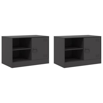 Berkfield Home TV Cabinets 2 pcs Black 67x39x44 cm Steel | Size: 67 x 39 x 44 cm