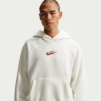 Nike Mens Nike Sportswear LNY Fleece Hoodie in White | IR0616-133