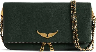 Zadig&Voltaire Rock Grained Leather Crossbody Bag in Emerald at Nordstrom