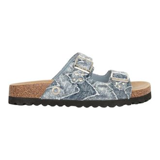Ga&euml;lle Paris Sliders, female, Blue, Size: 10 US Sandalo Denim Rivetto Personalizzato e Doppia Fibbia