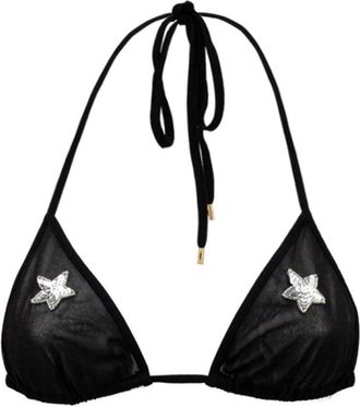 Tom Ford Zwarte Tule Triangel BH met Pailletten - Dames - Bikinis - Zwart - XS - Tule - Badmode