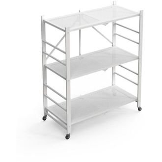 Dmora Scaffali Cossato, Ruote, 3 Ripiani, Peso Supportato 40 kg, 71x38x87h cm Bianco