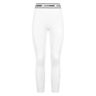 Plein Sport Fleece Jogging Leggings - Dames - Trainingsleggings - Wit - S - Katoen - Fitness
