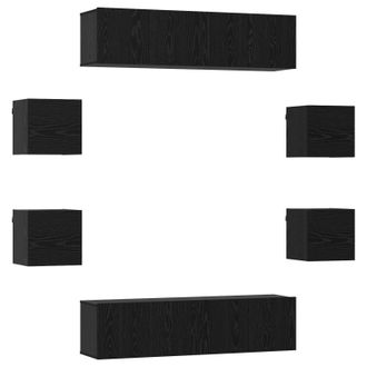 vidaXL Conjunto De Mueble De Tv 8 Pcs 120 X 30 X 30 Cm Roble Negro Vidaxl