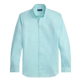 Ralph Lauren Casual Shirts, male, Blue, Size: XL Linen Shirt
