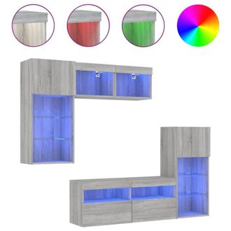 Berkfield Home 5 Piece TV Wall Units with LED Grey Sonoma Engineered Wood