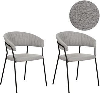 Beliani Conjunto De 2 Sillas De Boucl&eacute; Gris Respaldo Curvo Mariposa