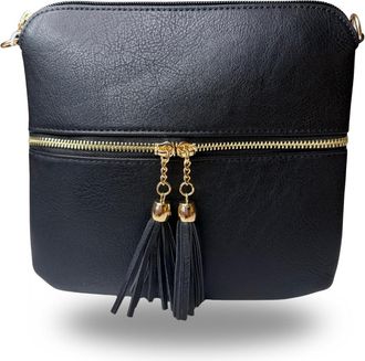 Generic Crossbody Bags for Women, Designer Faux Leather Small Shoulder Bag With Adjustable Strap, Multiple Compartments Messenger Bag (Black)