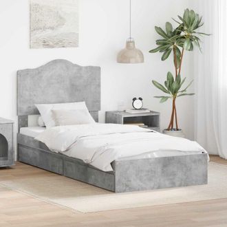 vidaXL Estructura De Cama Con Caj&oacute;n Gris Concreto 100 X 200 Cm