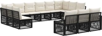 vidaXL Conjunto De Sof&aacute;s De Jard&iacute;n 13 Uds. Negro Rat&aacute;n Sint&eacute;tico Vidaxl